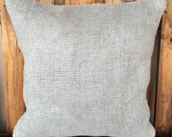 ブルーリビングルーム 20x20 装飾ハンドメイド ヴィンテージ トルコキリム ヘンプ枕、モダン アイスブルー トライバル キリム スクエア クッション、ラグ ヘンプ枕、1383