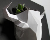 Large Low-poly Bison Skull Pot