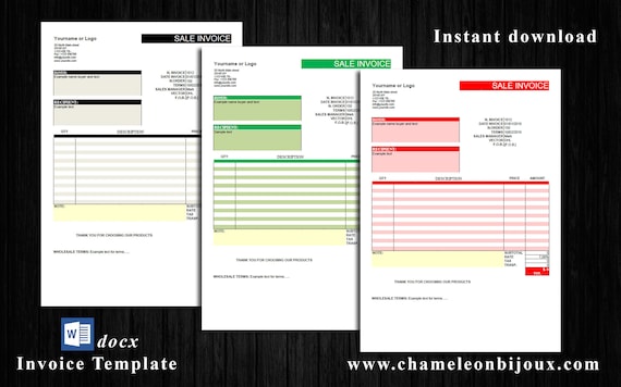 Simple Template Invoice Word Template Editable Invoice Etsy