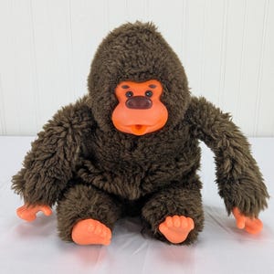 Vintage Jerry Elsner Brown Thumb Sucking Monkey Ape Plush 9&quot; Stuffed Animal