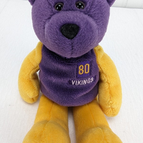 Vintage Minnesota Vikings #80 Cris Carter Bean Bag Bear Plush 1999 Limited Treas