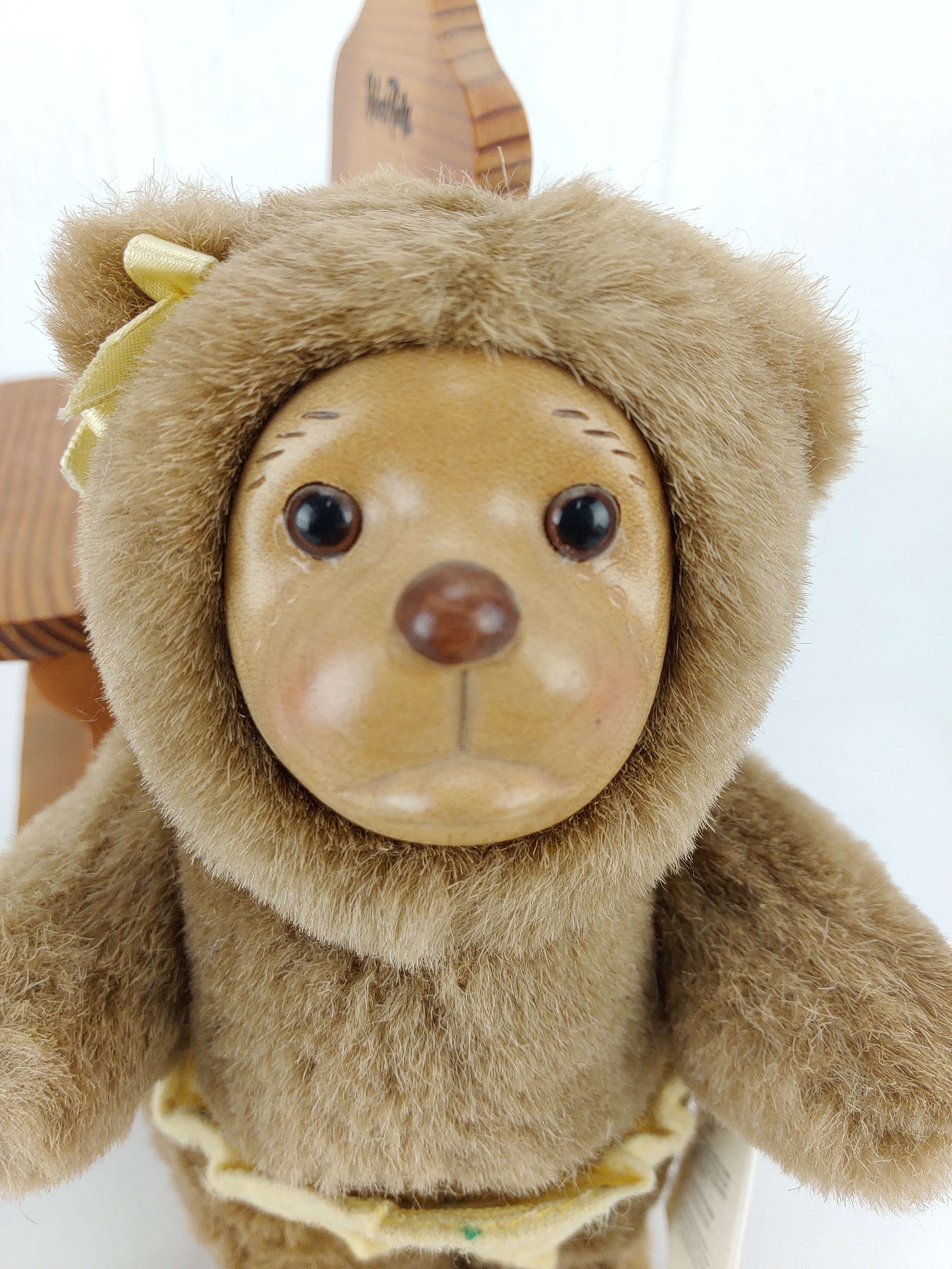 Vintage Raikes Bears Nursery Miniatures Wood Face Teddy Bear Plush