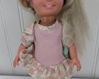 Vintage Playskool Blonde Dolly Surprise Growing Hair 10" Works 1987 Vinyl Doll