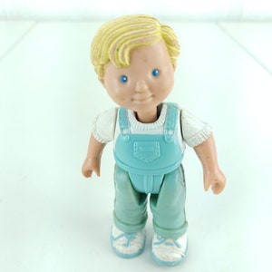 1993 Fisher price Boy Figurine Blonde Hair Blue Eyes Blue Overalls