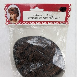 Vintage Fibre Craft Gibson Girl Wig 2987-03 Brown Curls Fits 11.5&quot; Doll Head