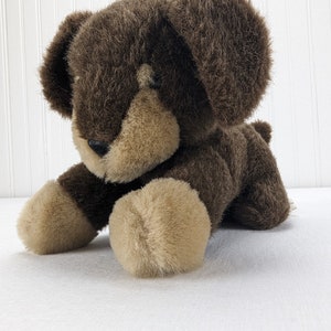 JS Toys Brown Dog Stuffed Plush Beige Face Front Paws 6&quot; Vintage 2612