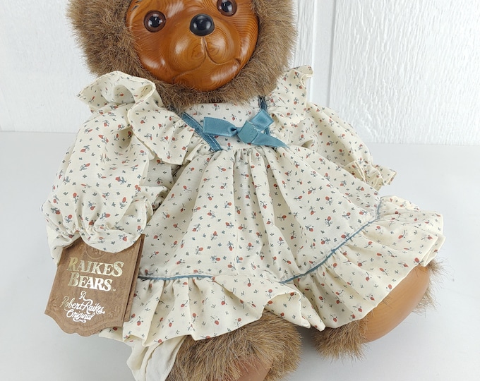 1985 Robert Raikes Bears Chelsea Wood Face Teddy Bear Plush 5451 Hang