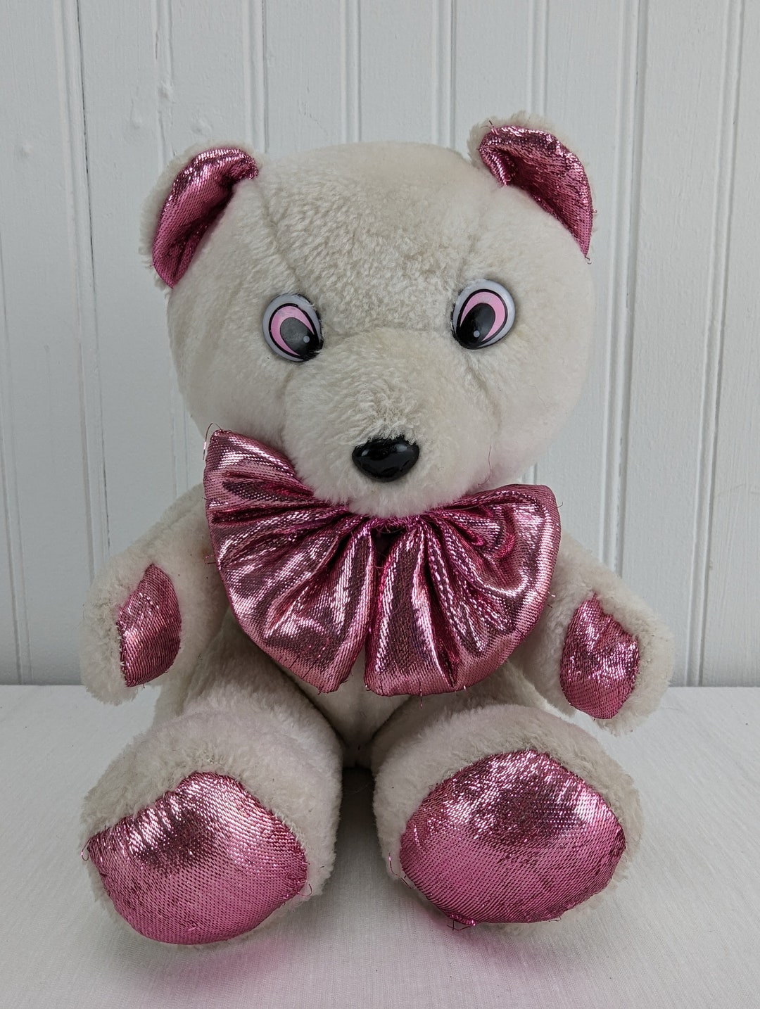 * vintage bear ❀ * もふもふ ピンクリボンの 白クマさん fe2acd7a4473c00cd14e2f7c0cc61c