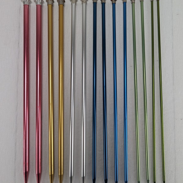 Vintage Boye Aluminum Knitting Needles Mixed Lot 7 Pairs 14" Various Sizes 5-15