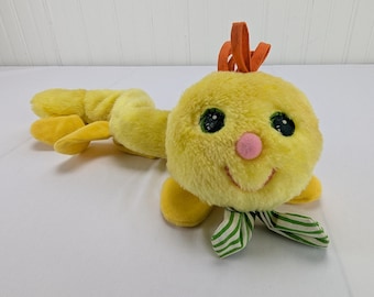 Vintage 1984 Playskool Squiggles Worm Plush 14" Stuffed Animal Baby Rattle Bends