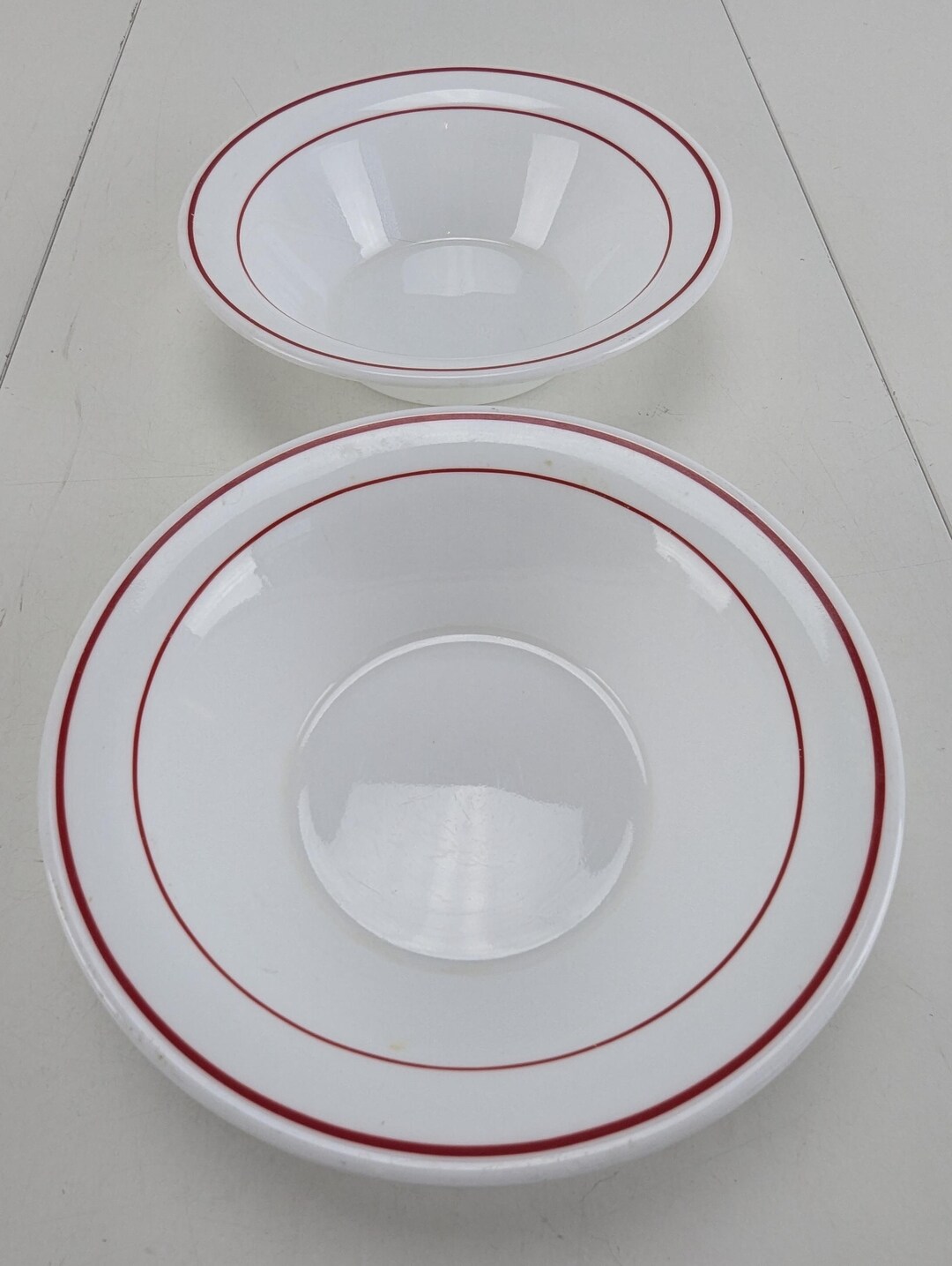 Comcor Tableware Corning Bowls White Double Red Stripes Set of 2 ...