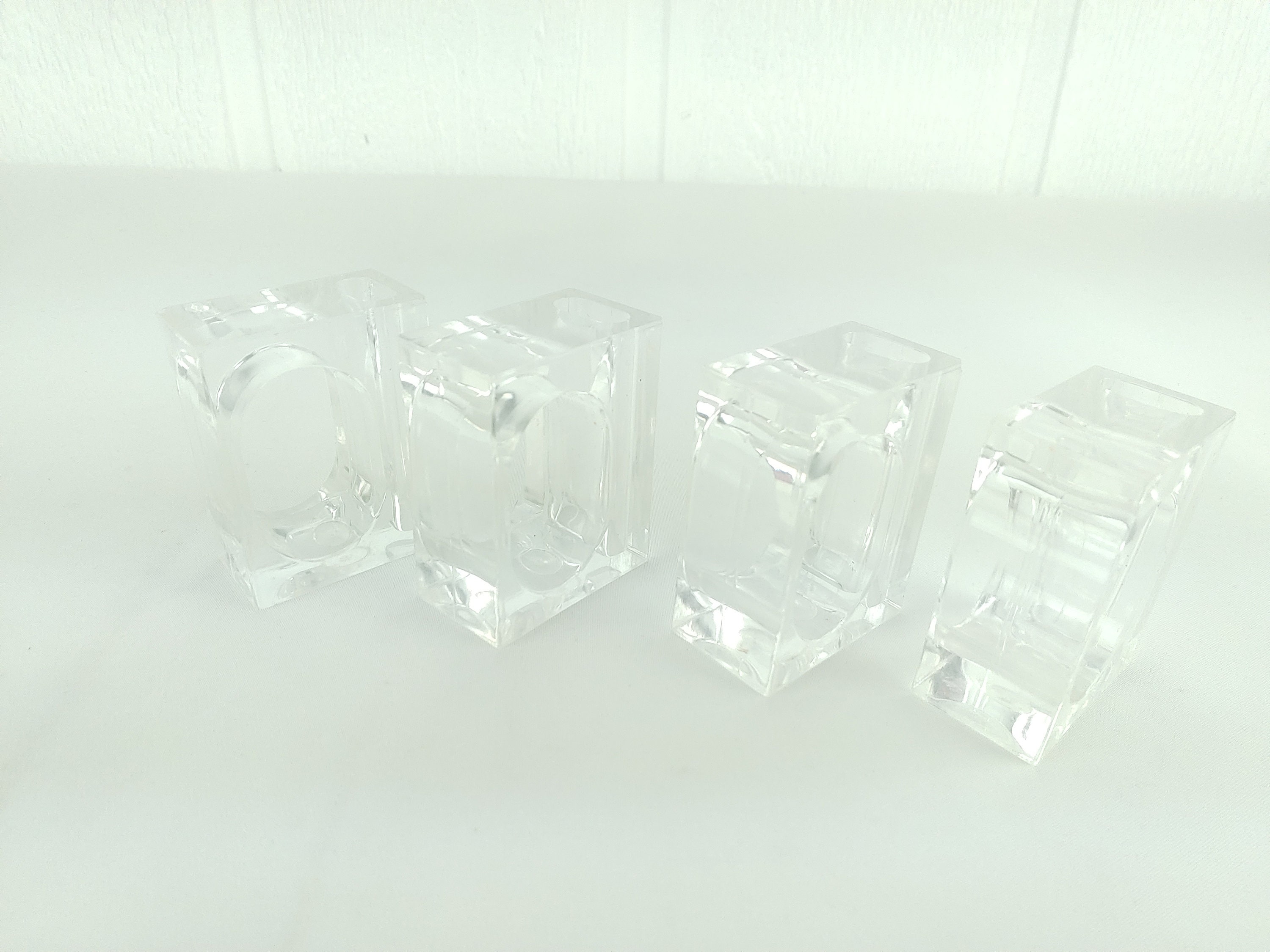Vintage Clear Acrylic Napkin Holders Set of 4 Side Flower Etsy