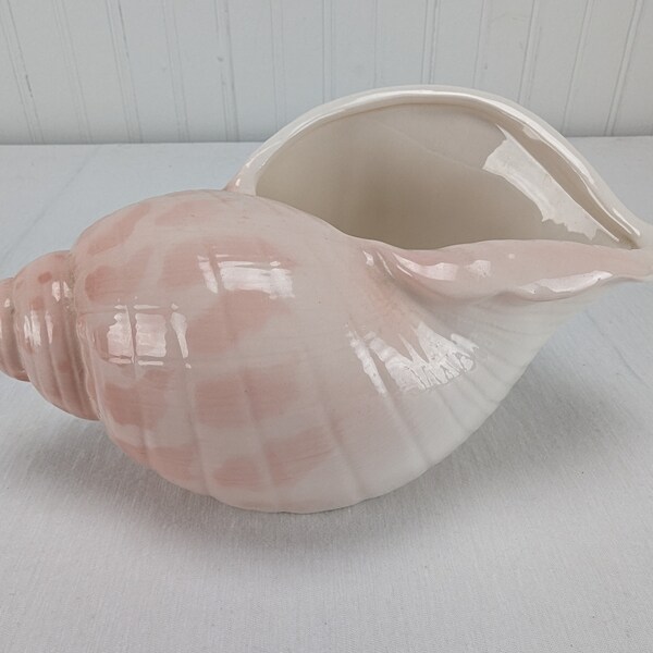 Vintage Otagiri Shell Planter Hand Painted Pink Ceramic Home Decor Nautical