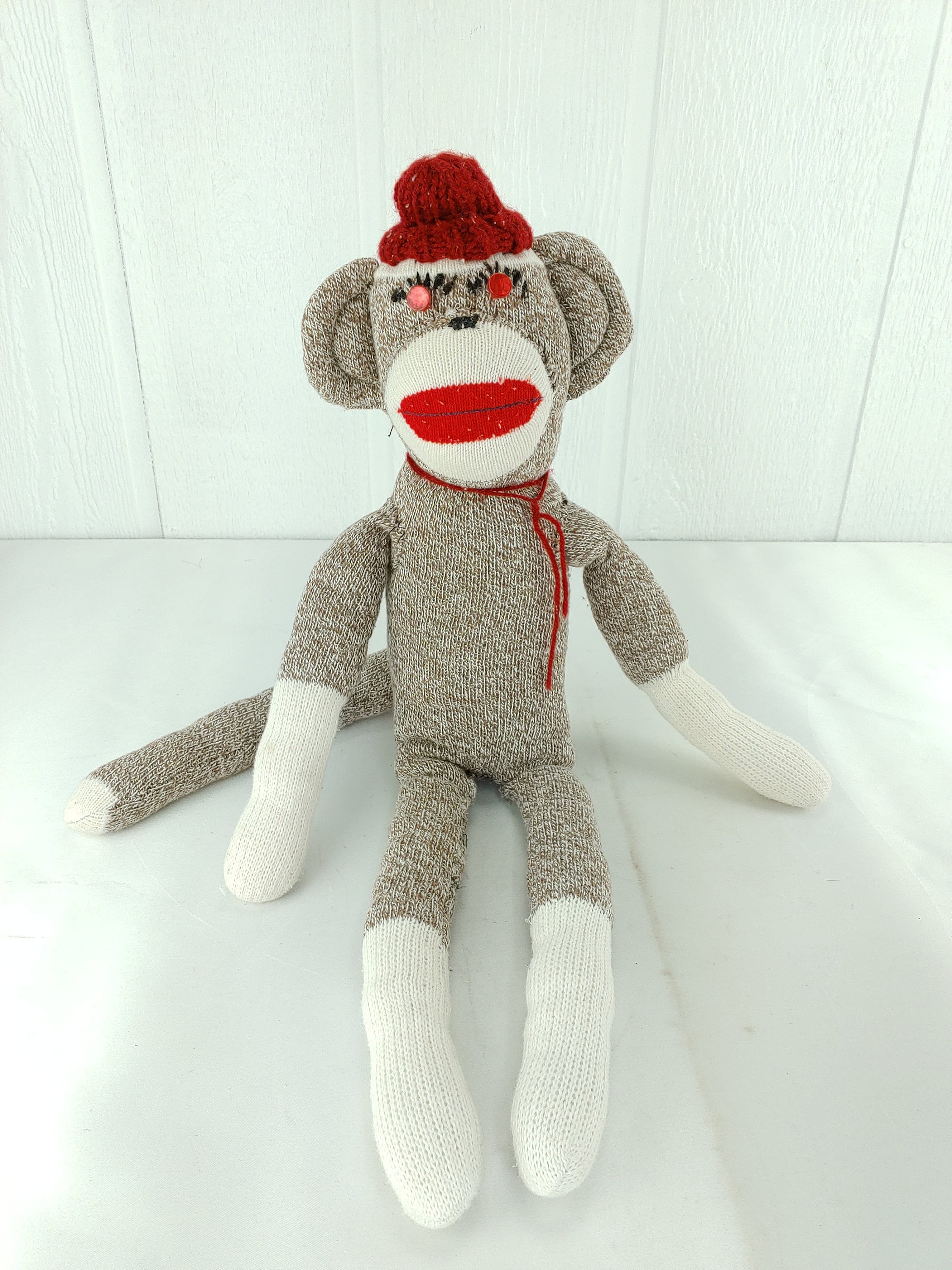 Vintage Handmade Sock Monkey Plush Doll 21 Stuffed Toy - Etsy UK