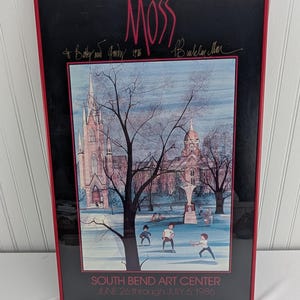 Vintage P Buckley Moss Framed Signed Print South Bend Art Center 1986 Wall Hang
