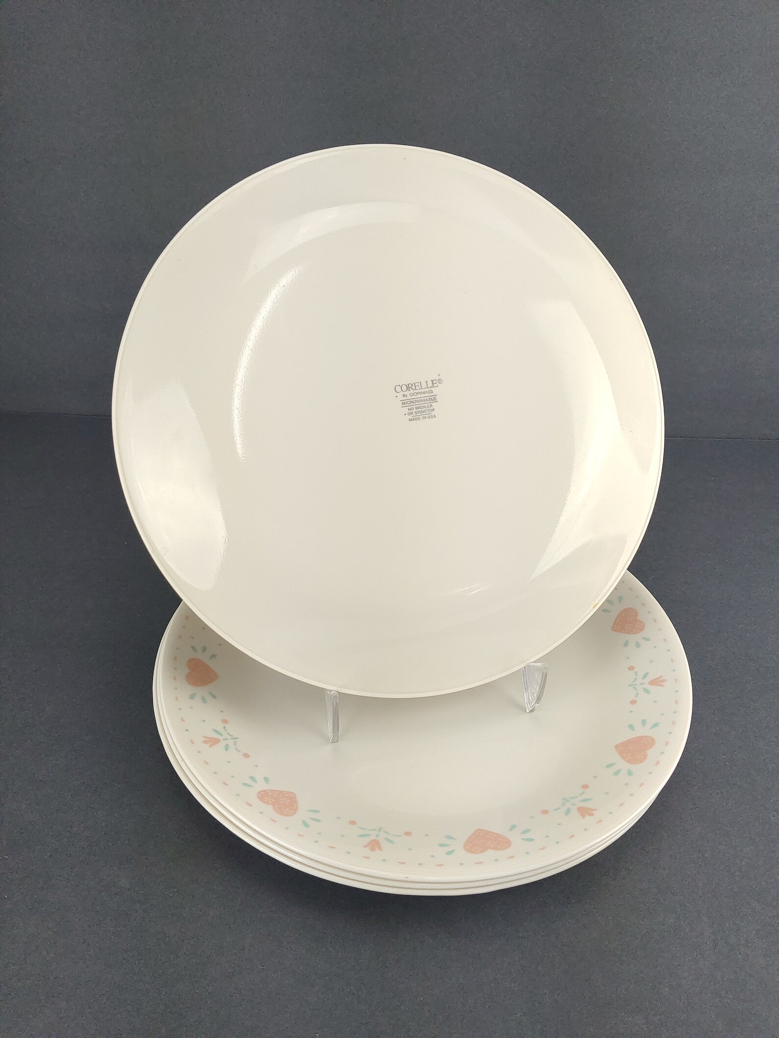 Corelle Forever Yours Dinner Plates Set of 4 Pink Hearts Etsy