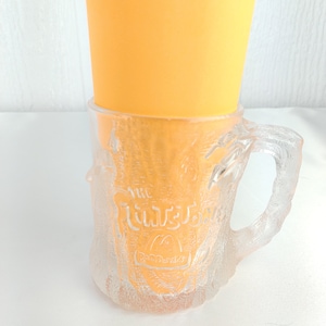 1993 McDonald&#39;s Flinstones Glass Mug RocDonald&#39;s TreeMendous Clear Handle