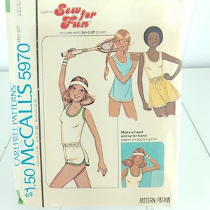 McCall&#39;s Pattern 5970 Miss Size Medium Athletic T-Shirt Skirt Shorts Retro 1978