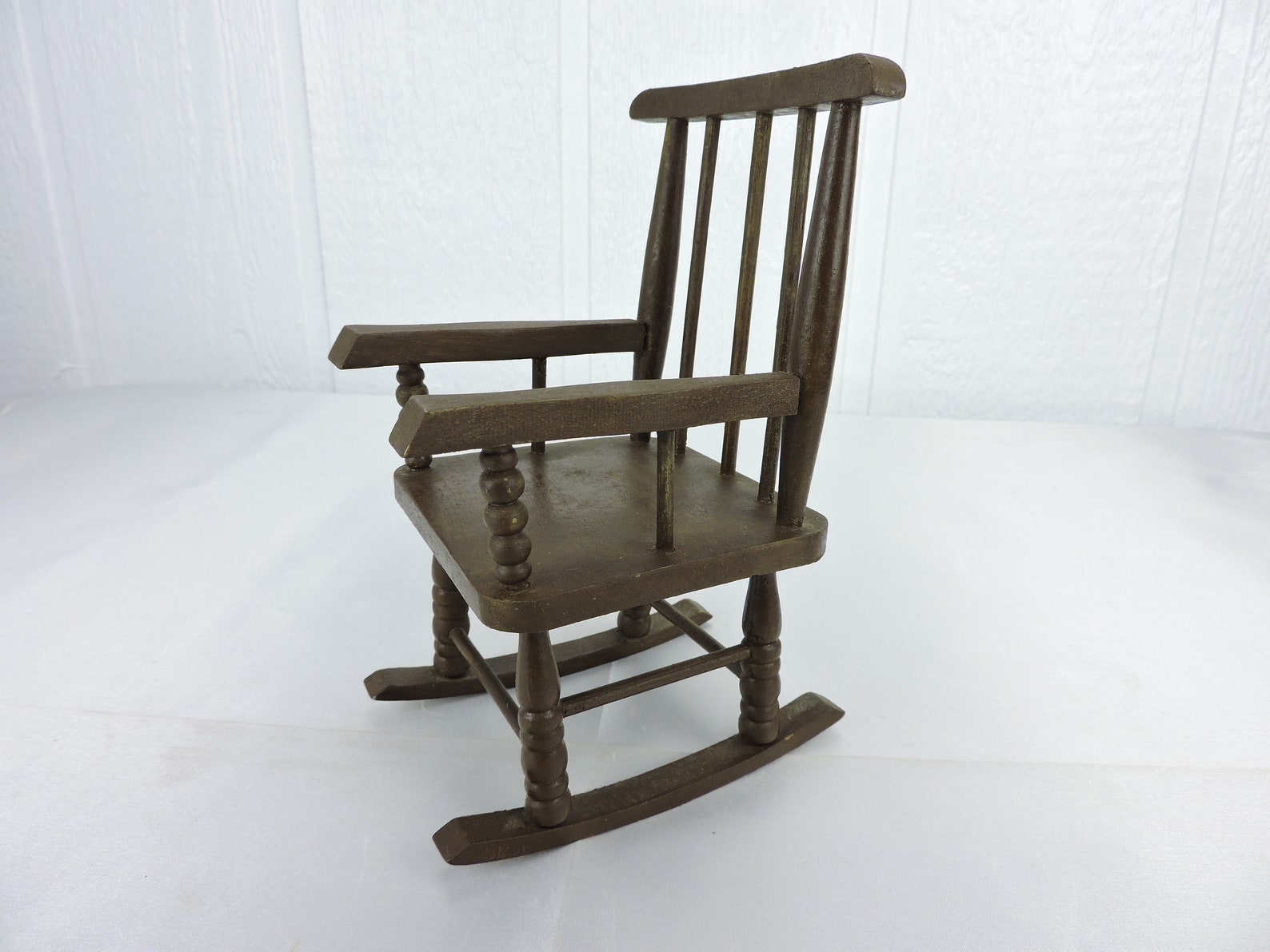 Vintage Small Brown Wooden Rocking Chair 8 For Doll or Etsy