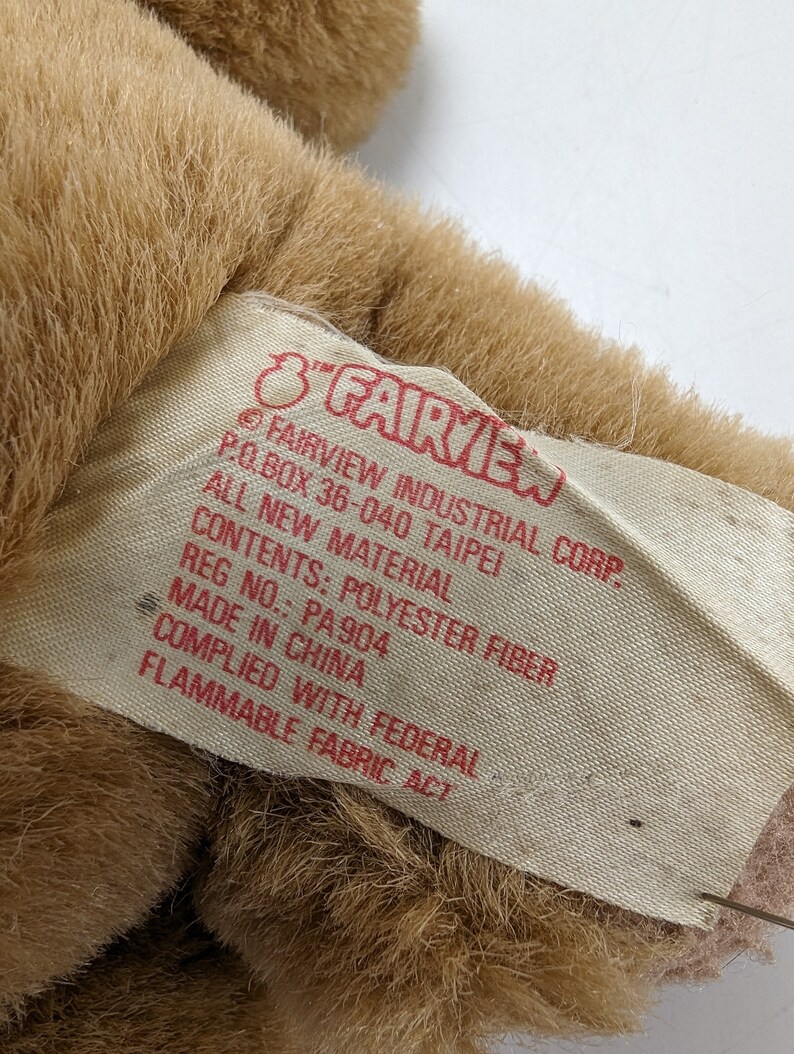 Vintage Fairview Brown Teddy Bear Plush Stuffed Animal Heart Nose 9 ...