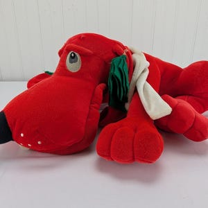 Vintage Commonwealth Poinsetter Red Dog Plush 20&quot; Stuffed Animal 1986 Christmas