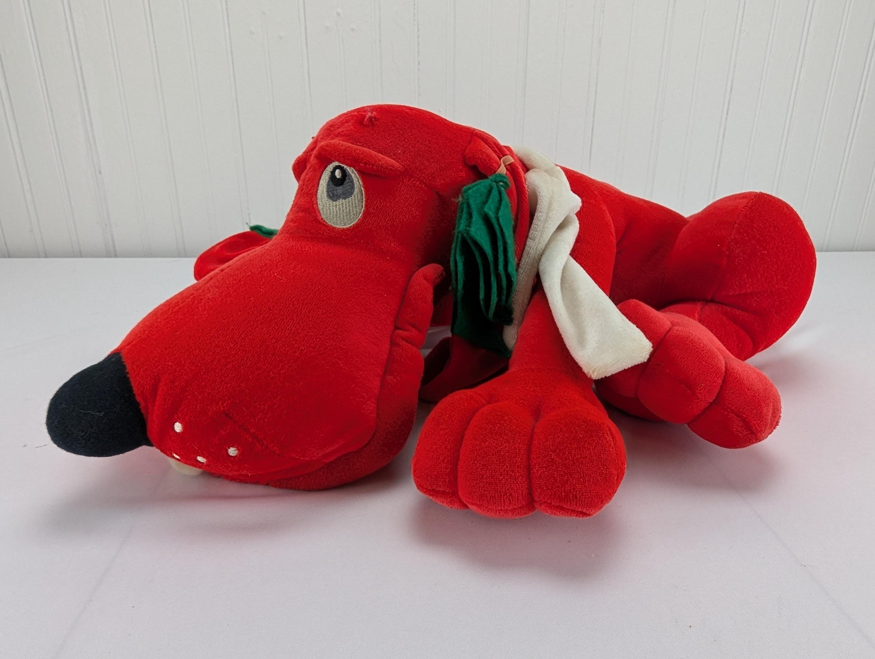 Vintage Commonwealth Poinsetter Red Dog Plush 20" Stuffed Animal 1986 Christmas