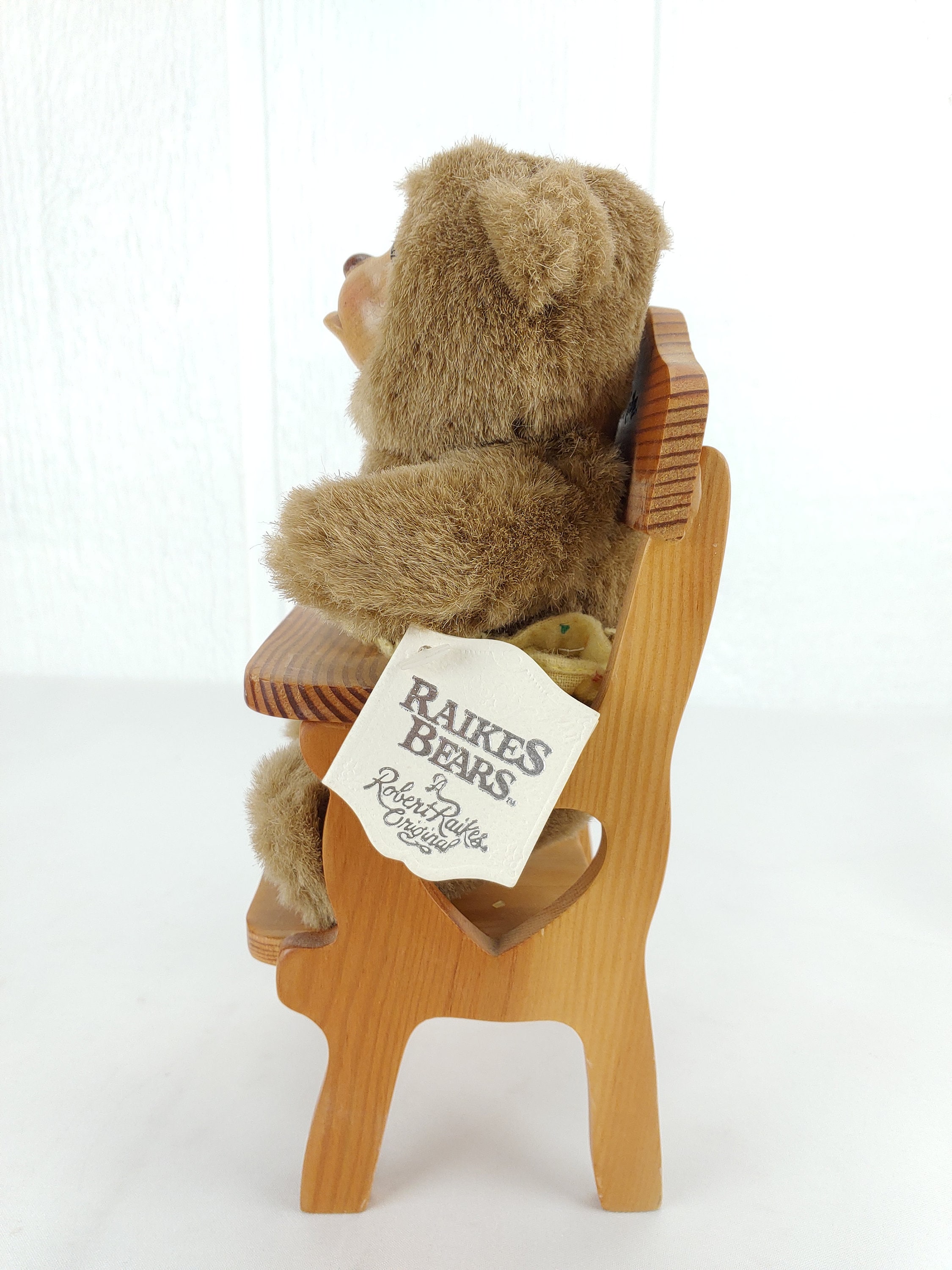 Vintage Raikes Bears Nursery Miniatures Wood Face Teddy Bear Plush
