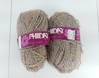 Phildar Yarn Multicolor 211H103 Lot of 2 Palmares 207 Acrylic Wool Blend Brown