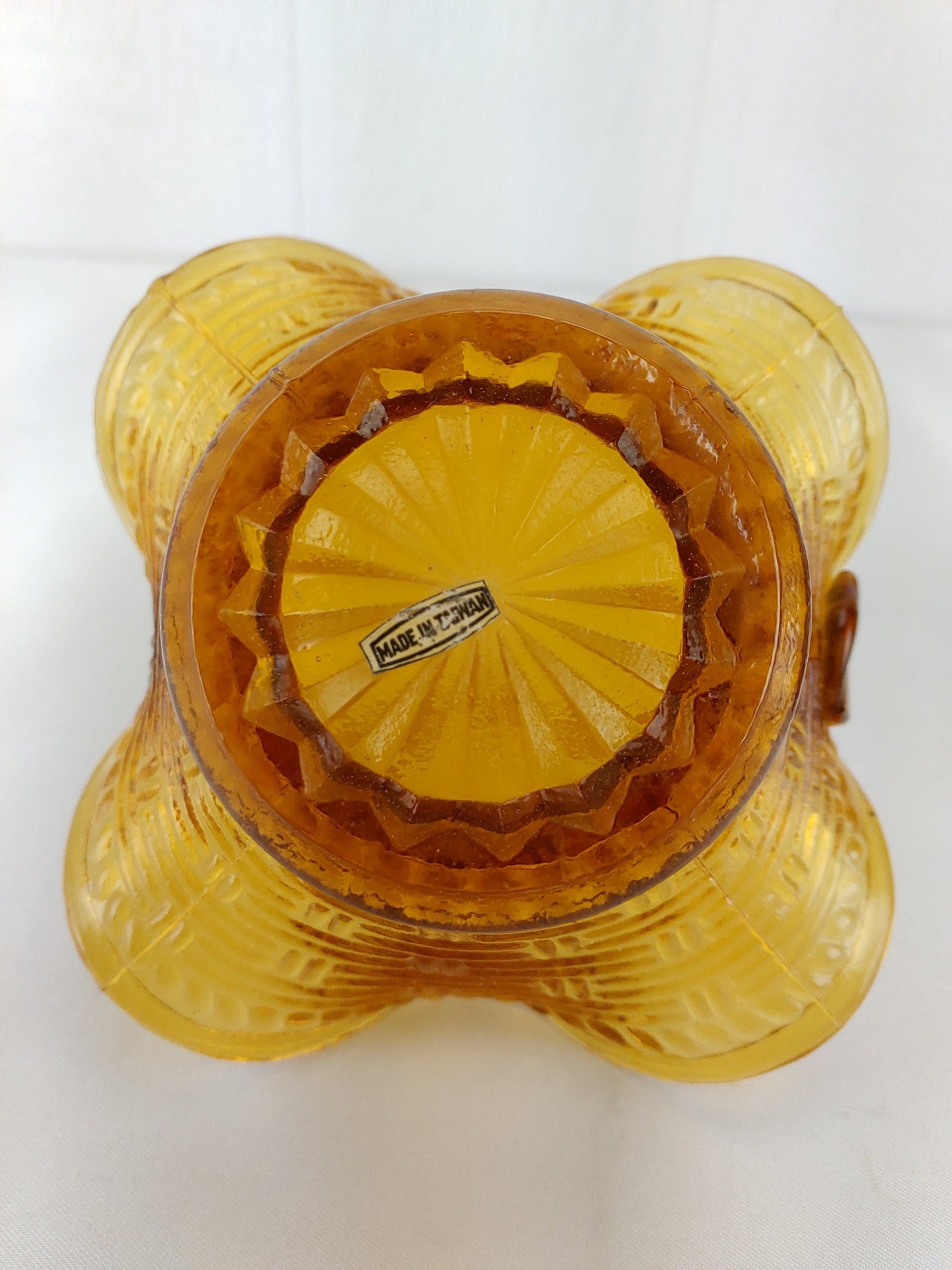 Amber Glass Basket Candy Dish Ruffled Edges Handle Set of 2 Etsy