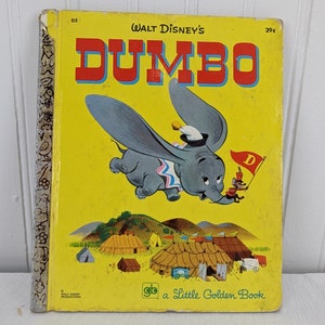 Vintage Little Golden Book Walt Disney&#39;s Dumbo Children&#39;s Book 13th Printing