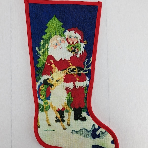 1985 Strickly Christmas Stocking Santa Elf Reno Vintage Holiday 19"