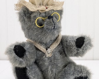 Vintage Kent Collectibles Gray Grandma Teddy Bear Plush 12