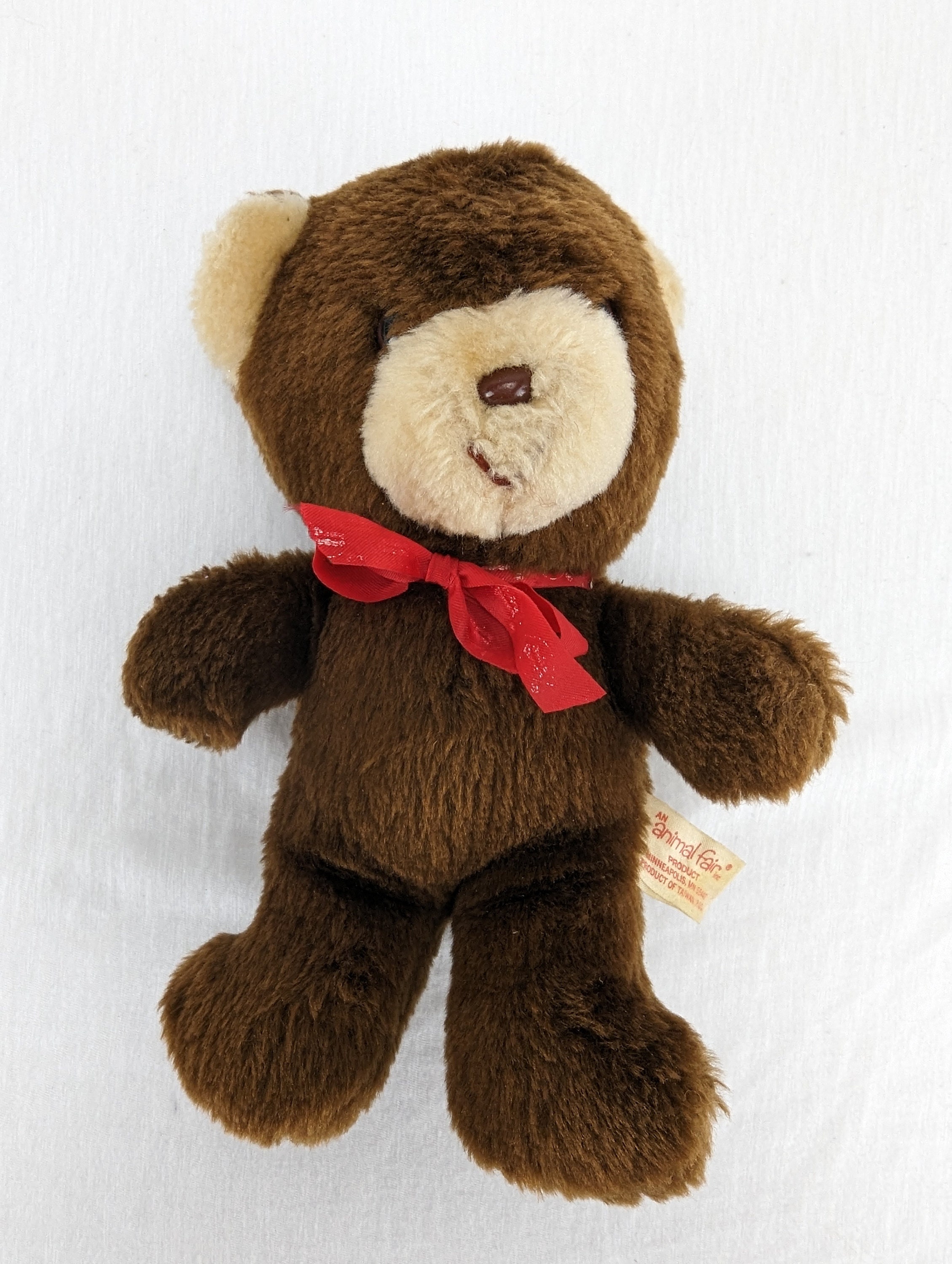 Vintage Animal Fair Brown Teddy Bear Plush 9" Stuffed Animal Beige Face ...