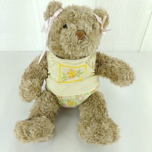 BABW Teddy Bear Plush 15&quot; Stuffed Animal Yellow Floral Pajamas Build A Bear VTG