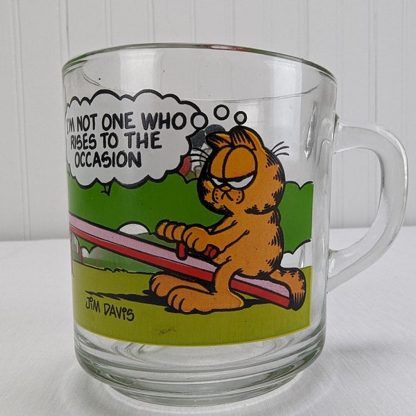 Vintage McDonald's Garfield Glass Mug I'm Not One Who Rises to the Occasion 1980