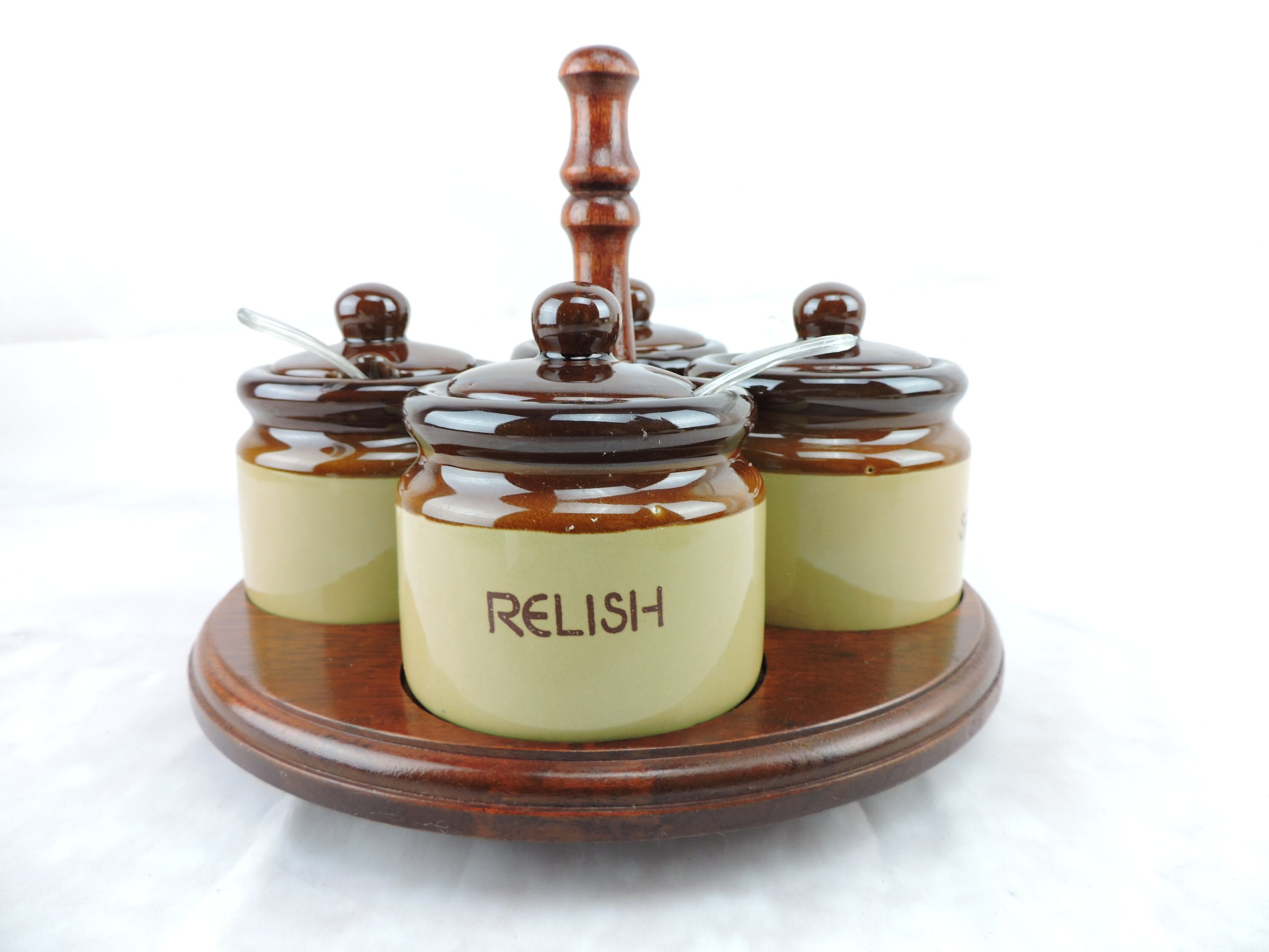 Vintage Lazy Susan Condiment Holder Jars Mustard Ketchup Etsy