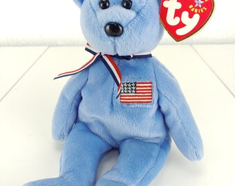 USA 2000 Ty Beanie Baby 8mm Red White Blue Patriotic Bear 3up Boys Girls 4287 for sale online 