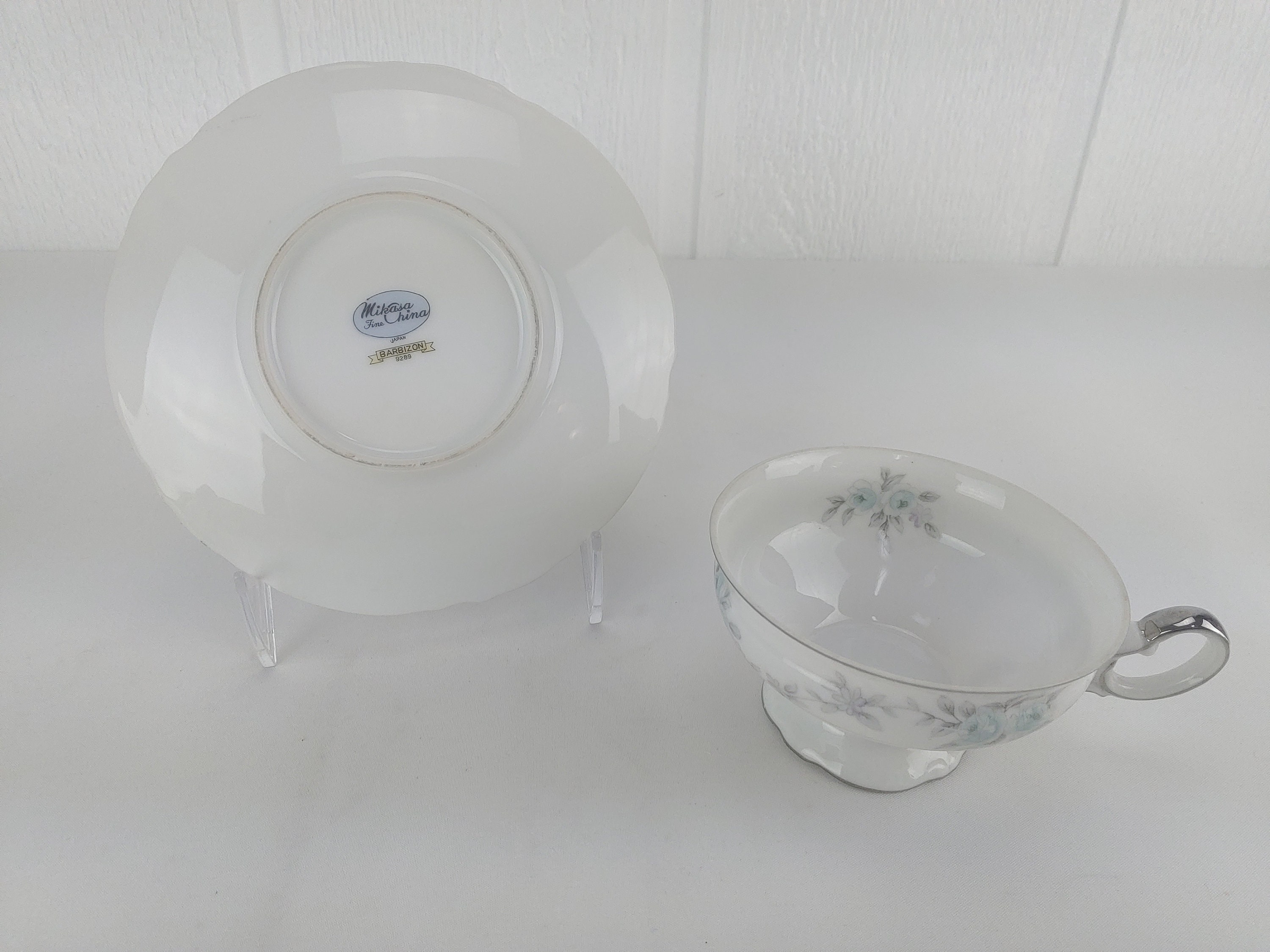 Mikasa Barbizon Tea Cup Saucer Set Fine China 9289 Japan Blue Etsy