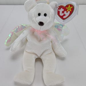 Vintage Ty Beanie Baby Halo Angel Bear Plush 9&quot; Stuffed Animal 1998 Hang Tag Mint
