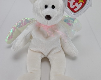 Vintage Ty Beanie Baby Halo Angel Bear Pelúcia 9" Bicho de pelúcia 1998 Hang Tag Mint