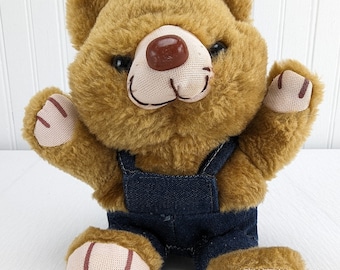 Vintage Dan Brechner Teddybär in Overalls Plüsch 7" Kuscheltier Braune Nase