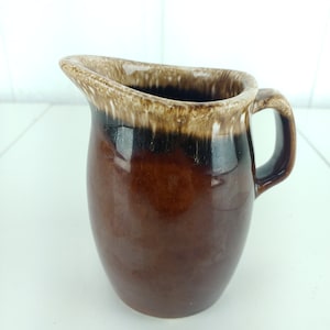 Vintage Hull USA Pottery Brown Glaze Drip Creamer Pitcher 4.5&quot;