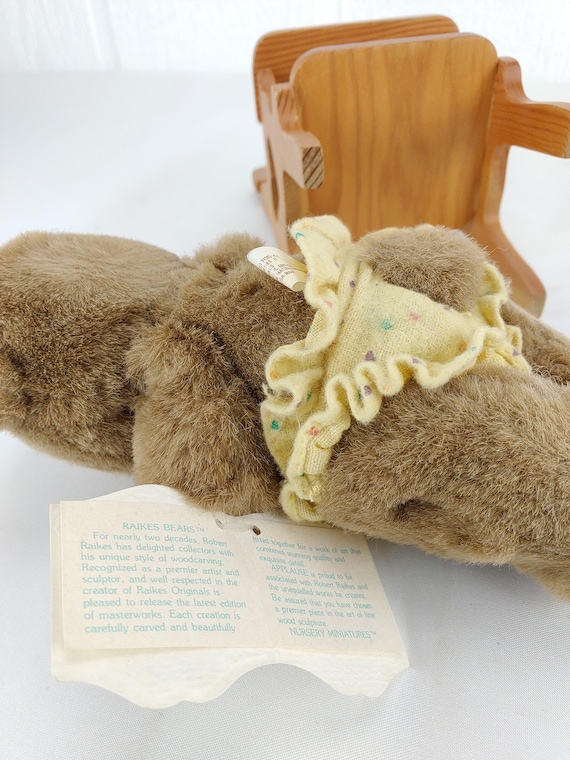 Vintage Raikes Bears Nursery Miniatures Wood Face Teddy Bear Plush