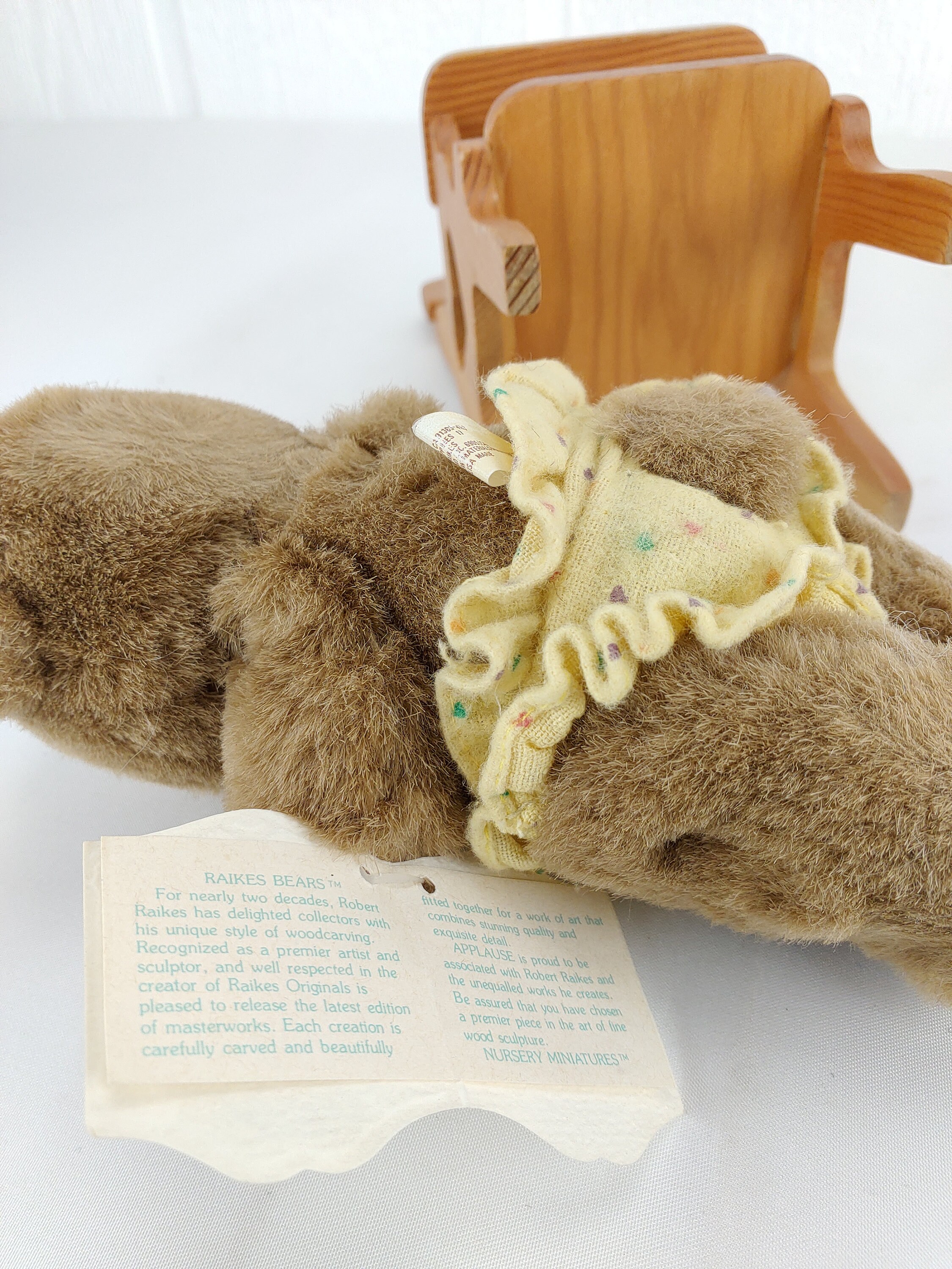 Vintage Raikes Bears Nursery Miniatures Wood Face Teddy Bear Plush