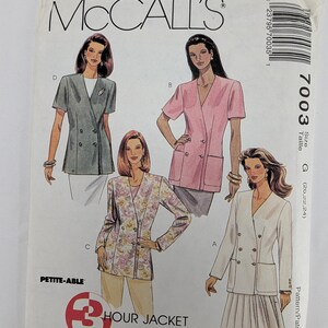 Vintage McCall&#39;s Lined Unlined 3 Hour Jacket 20-24 Sewing Pattern 7003 Cut/Uncut