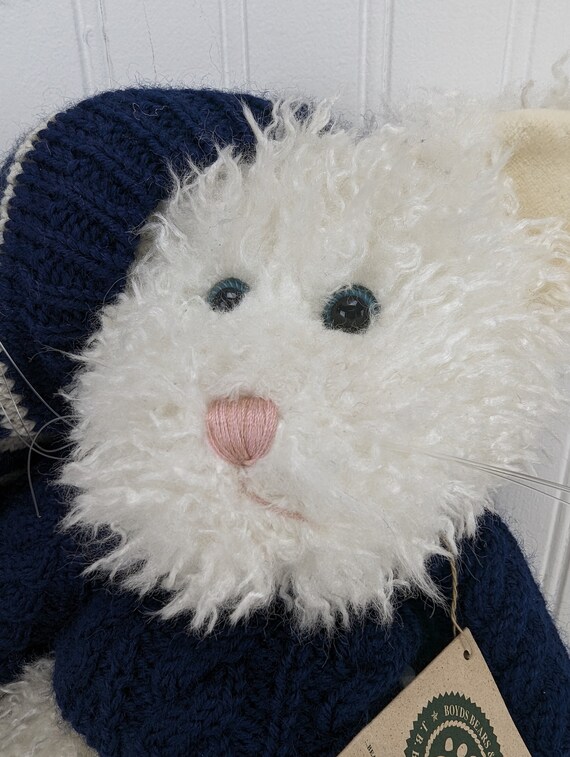Boyds Bears Taylor Purrski White Cat Plush Stuffed Animal Blue