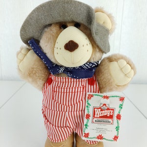 Dudley Pelzfelle Bär Plüsch 1986 Kuscheltier Overalls Wendy es Tag Vintage