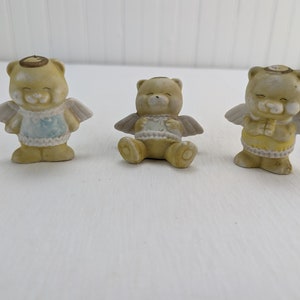 Vintage Ceramic Teddy Bear Angel Figurines 3&quot; Set of 3