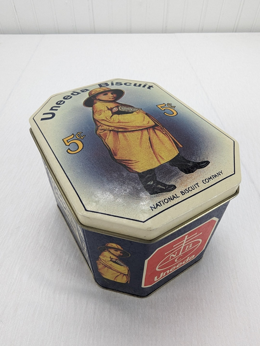 Vintage Uneeda Biscuit Metal Tin Reproduction National Biscuit Canister