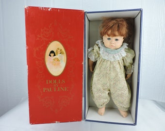 Vintage Dolls By Pauline Red Head 18" Baby Doll Blue Eyes Floral Outfit Naomi